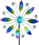 VEWOSTAR Metal Wind Spinners Outdoor 10” Dia Wind Spinners for Yard and Garden Kinetic Windmill Waterproof Wind Sculptures & Spinners for Patio Lawn Decor(37.8” H)