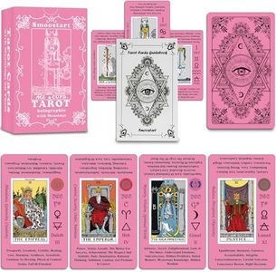 Smoostart Pink Holographic Tarot Cards with Meanings, Tarot Cards Deck with Guidebook for Beginners, Keywords, Element, Planet, Zodiac, Chakra, Yes or No, Musical Pitch, Numerology, Hebrew Alphabet