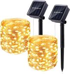 2024 New Upgraded 2 Pack Solar String Lights Outdoor, Total 110FT 300LED Solar Fairy Lights Waterproof, 8 Modes Twinkle Fairy Lights Outdoor for Xmas Tree, Patio, Garden, Christmas Decor Warm White