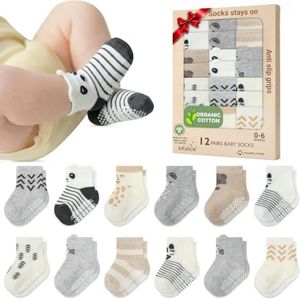 infancie Organic Cotton Infant Socks 12 Pair - 0-6 Months – Soft and Comfortable Infant Socks 0-6 Months, Premium Boys Cotton Socks, Gift for Newborn Boys
