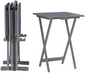 Linon SAMM, Wood, Grey, Five Piece TV Tray Table Set