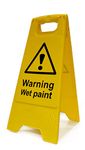 Warning Wet Paint Floor Sign, Pack of 2 Heavy Duty A Boards, Double Sided Message, Lightweight & Easily Transportable