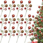 Bucherry 12 Pcs Christmas Tree Picks Branch Lollipop Pick Christmas Decorations for Tree Glitter Candy Themed Christmas Tree Ornaments Christmas Tree Toppers for Xmas Tree Wreath (Red and Green)