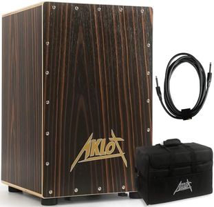 AKLOT Electric Cajon,Ebony African Blackwood 12 * 12 * 18 inch Box Drum Full Size Percussion Pickup Cajons with Snares and Electronics for Amp