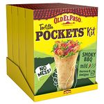 Old El Paso Mild Smoky BBQ Tortilla Pockets Fajita Kit, 380 g, Pack of 4 (32 pockets in total)