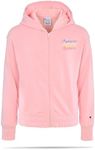 Champion Girls Sweatshirt Full Zip Up Fleece Hoody Sweatshirt Top Kids Clothes, Soft Pink Signature, Medium