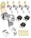 Naissian RV Locks for Storage Door, Cam Locks for Travel Trailer Compartment Cabinet Drawer Locks with Keys 1 1/8", Pack of 5 Locks with 6 Keys Alike with Manual