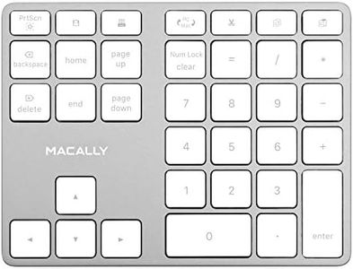Macally Bluetooth Number Pad for Laptop - Rechargeable Wireless Numeric Keypad - Slim 35 Key Wireless Number Pad for Data Entry, 10 Key Numpad Compatible with Mac, MacBook, iPad, PC Desktop, Windows