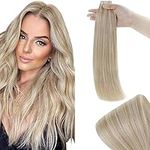 RUNATURE Tape in Hair Extensions Ash Blonde Highlights Platinum Blonde Tape in Human Hair Extensions Blonde Tape in Extensions 12 Inch 30 Gram