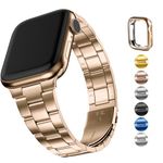 Fullmosa Compatible With Apple Watch Band 41mm 40mm 38mm 45mm 44mm 42mm,Upgraded Version Stainless Steel Apple Watch Band/Strap with Case for iWatch Series 9/8/7/6/5/4/3/2/1/SE/SE2,38mm 40mm 41mm Rose Gold