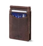 SERMAN BRANDS RFID Blocking Wallet Slim Bifold - Genuine Leather Minimalist Front Pocket Wallets for Men with Money Clip Gift, A. Texas Brown Rogue, slim