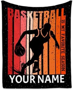 Custom Basketball Gifts for Boys 8-12, Personalized Basketball Throw Blanket for Kids Adults, 60"x80" Soft Cozy Sport Blankets for Outdoor Travel, Fleece Throws for Room Decor Team Gift