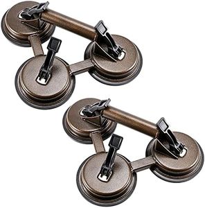 KWANLAAM 2 Pack Triple Suction Cup Lifter, Heavy Duty Glass Lifting Suction Cups Aluminum Vacuum Plate Handle Glass Holder, Triple Suction Cups for Glass Tile Car Glass Moving