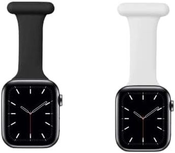 (2 Pack) ZANZER Fob for Apple Watch Series 9/SE2/8/7/6 Band 42mm 44mm 45mm Nurses Midwives Doctors Healthcare Paramedics,Silicone Pin Fob for iwatch Series SE2/SE/5/4/3/2/1 (Black+White)
