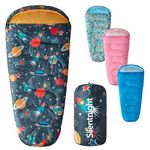 Silentnight Kids Sleeping Bag - Girls Boys 3 Season Mummy Sleeping Bag Ideal for Spring and Summer with Soft Touch Warm Cosy Fabric and Fibres - Machine Washable - 165 x 82cm - Space