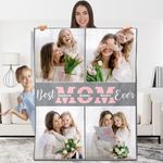 EOBIBIFUN Custom Picture Blanket for Mom, Customized Blanket with Photo Best Mom Ever Gifts for Mom from Daughter Son, Personalized Throw Blankets with Pictures for Mother Day