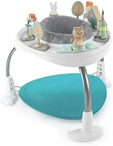 Ingenuity Spring & Sprout 2-in-1 Baby Activity Center Jumper and Table with Infant Toys - Ages 6 Months +, First Forest