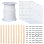 200ft Candle Wicks, Smokeless Natural Cotton Candle Wicks, with 10 Wooden Sticks, 100 Stickers, and 100 Wax Wick Holders, Candle Making Supplies Kit for Candle Making and DIY Project