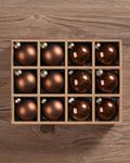 WDS WONDROUS Brown Glass Christmas Ball Ornaments, 2.36” Hanging Bulbs Ornaments for Christmas Tree, Set of 12 Hanging Balls for Holiday, Halloween, Xmas Tree Decorations