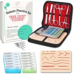 Suture Practice Kit for Med/Vet Student-Free Video Tutorial Suture Course-Highest Quality Mesh Reinforced Suture Pad-All in One Practice Suture Kit w/Scissors, Suture Removal Kit