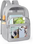 KIMNERPU Clear Backpack, Heavy Duty Transparent Bookbag for School, Fabric & PVC Transparent Backpack with Reinforced Strap for Women Men, Capacity Clear Bag for College, Travel, Security, Grey