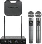 Phenyx Pro UHF Wireless Handheld Microphone System, 30 Adjustable Frequency Cordless Mic Sets with Case, All Metal Build, 200ft Coverage, Suitable for Home Karaoke, Weddings, DJ, Church (PTU-52)