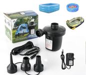 Electric Air Pump For Inflatables With 3 Nozzles, Home/Car Use High Power Electric Air Pump Inflating/Deflating For Paddling Pools, Air Bed Mattress, Swimming Pools Portable & Lightweight