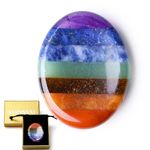 XIANNVXI 7 Chakra Crystal Worry Stone for Stress Anxiety Relief,Healing Crystal Gifts,Polished Gemstone Thumb Stone for Meditation,Presents for Mum,Spiritual Gifts