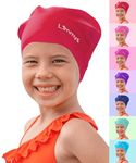 Limmys Kids Long Hair Swimming Cap - 100% Silicone Kids Swim Caps for Boys and Girls - Premium Quality, Stretchable and Comfortable Swimming Hats Kids- Available in Different Attractive Colours (Red)