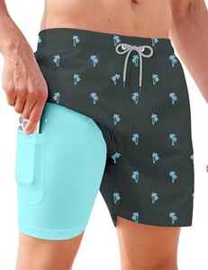 APTRO Men's Swim Trunks with Compression Liner 5 Inch Bathing Suit Beach Swimsuits #C051 S