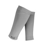 KUE Compression calf sleeves for men and women | Running, Sports Activity | Improved Blood Circulation, Swelling , Calf Support in Muscle Fatigue & Recovery, Protect from Strain & Injuries (Single Pair -Grey; Size - S/M)