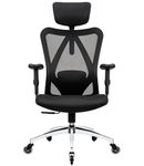 Duramont Ergonomic Office Chair - Adjustable Desk Chair with Lumbar Support and Rollerblade Wheels - High Back Chairs with Breathable Mesh - Thick Seat Cushion, Head, and Arm Rests - Reclines
