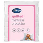 Silentnight Quilted Single Polyester Mattress Protector with Extra Deep Fit Elasticated Straps – Hypoallergenic, Super Soft and Machine Washable , Single , White