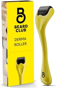 The Beard Club Derma Roller for Face, Body and Scalp - Microneedling for Men and Women with 540 Titanium Microneedles - Beard Roller & Micro Needling Scalp Hair - Yellow & Black