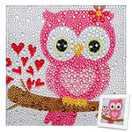 MWOOT 5D DIY Diamond Art Painting Kits for Kids, Full Drill Crystal Art Paint by Number, Rhinestone Gems Cross Embroidery Art Pictures Crafts Set for Office Home Wall Decoration (15x15CM) - Owl