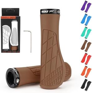 Bike Handlebar Grips, Ergonomic Bike Grips, Aluminum Lock-on Mountain Bicycle Grips, Shock Absorbing Dual-Density Silicone, 3D Non-Slip Pattern, Bicycle Comfort Handle Bar for BMX/Scooter (Brown)