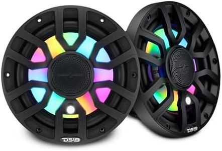 DS18 NXL-IQ7.7/BK 7.7” Marine Coaxial Speakers with Digital LED Lights and Deck Light, Bullet Tweeter, 175W RMS, IP65 Waterproof, High Sensitivity 96dB, Marine Audio for Boats & Powersports - Pair