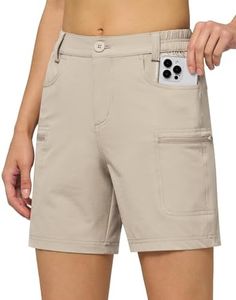Willit Women's Shorts Hiking Cargo Golf Shorts Outdoor Summer Stretch Shorts with Pockets Water Resistant Khaki S