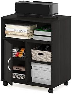 Furinno Econ Home Office Under Desk Printer Holder with Wheels, Espresso, Cabinet