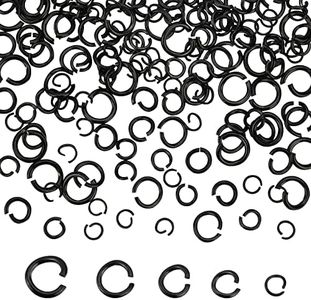 UNICRAFTALE 160 Pcs 5 Style Électrophorèse Noir Ouvert Anneaux de Saut 304 Anneaux Ouverts en Acier Inoxydable 17~21 Jauge Bijoux Anneaux de Saut Bijoux Anneaux Fendus