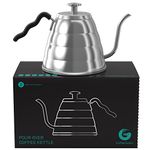 Coffee Gator Gooseneck Kettle – 1.2 Litre, Stainless-Steel Stovetop Kettles w/Precision Drip Spout & Built-in Thermometer