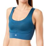 Champion Women's Athletic Sportbras W-Quick Dry Anti-Microbial Compact Stretch Poly Jersey Compression Sports Bra, Dark Cian, M