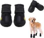 Dog Boots, Dog Winter Boots, Anti-Skid Dog Claw Protector, 4 Pieces of Dog Boots with Reflective Tape, Black Print for Outdoor Dog Boots of Small, Medium and Large Dogs