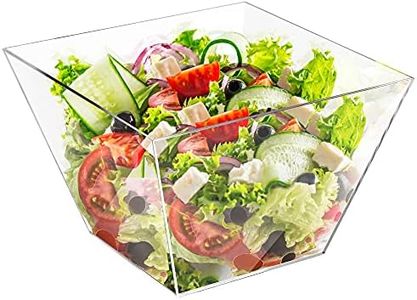 Elavain Acrylic Clear Bowl for Serving, Heavy Duty Punch Bowl, Extra Large Mixing Bowl, Elegant Square Salad Bowl for Party, Bridal Shower, Fruit, Snack & Chips, | Shatter Resistant | Capacity: 248 oz