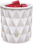 CVHOMEDECO. 2-in-1 Candle and Fragrance Warmer Electric Wax Melt Warmer Burner for Scented Candles, Wax Melts and Tarts to Freshen Room, Idea for Home and Office Decor., White and Lattice