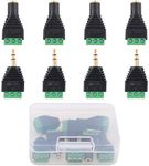 Glarks 8Pcs 3.5mm(1/8inch) Stereo Audio Balanced Male & Female Jack to AV 3-Screw Video Balun Terminal Adapter Connector