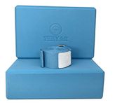 Yoga Block Strap Set by Tiiyar - Set of 2 High Density EVA Block and Yoga Strap Belt for Yoga, Pilates, GYM Practice, 2 Year Warranty (3 Inch SkyBlue/High Density)