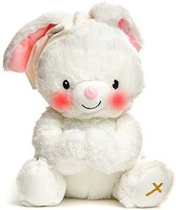 Cuddle Barn - Paws for Prayer Bunny | Animated Singing Bunny Stuffed Animal Plush Toy Prays Lights Up and Sings This Little Light of Mine, 10 inches