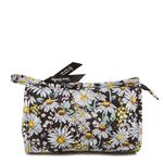 Vera Bradley Women's Cotton Mini Trapeze Cosmetic Makeup Organizer Bag, Daisies White, One Size