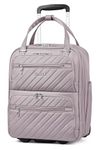 LUGGEX Underseat Carry On Luggage with Wheels, 16 Inch Softside Underseat Luggage, Lightweight Small Suitcase for Travel Business (Grey Pink)